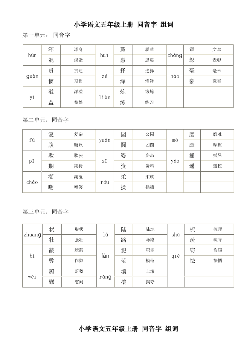 五年级上册语文