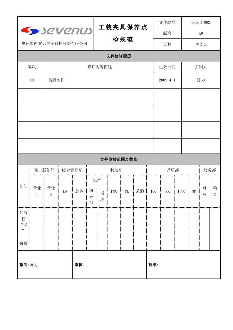 工装夹具点检保养规范