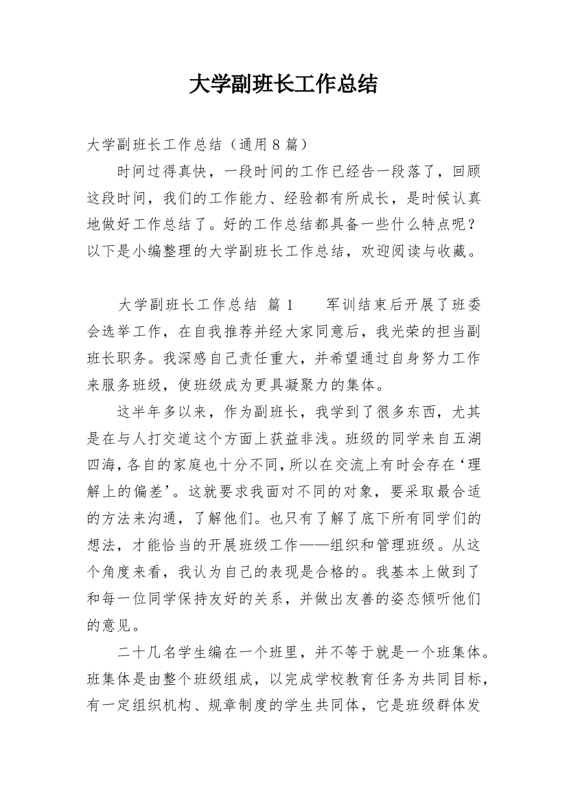 大学副班长工作总结_28