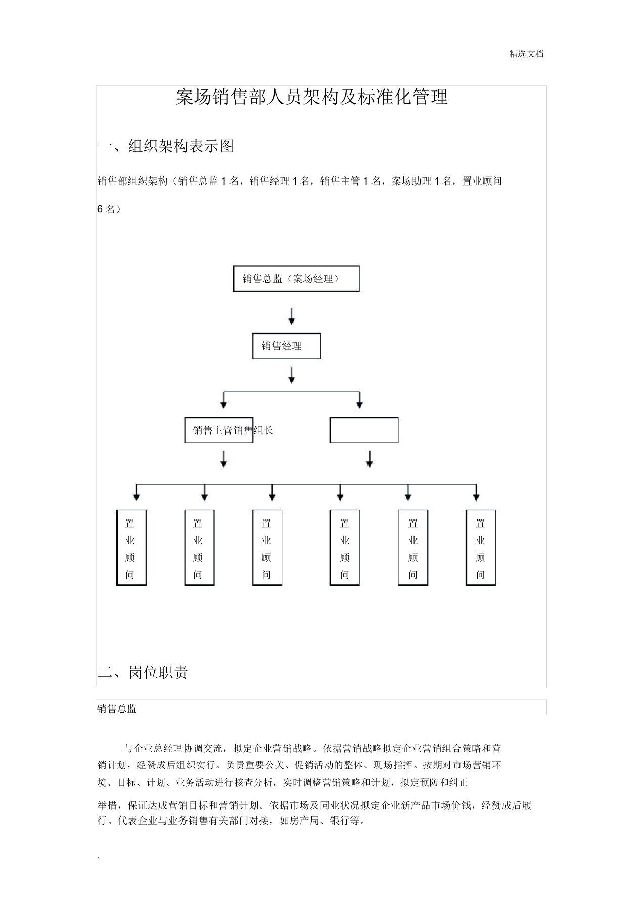 销售案场人员配置