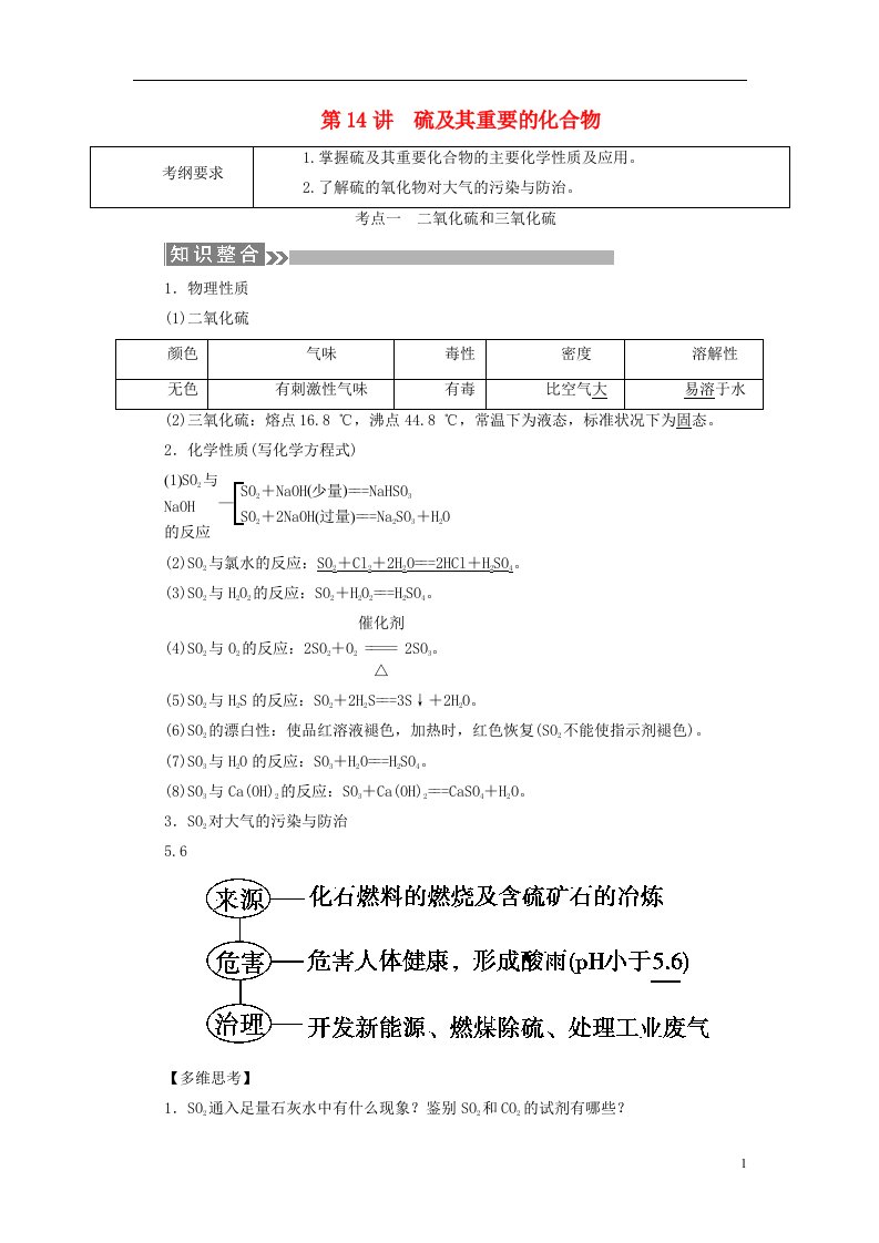 高考化学微一轮复习