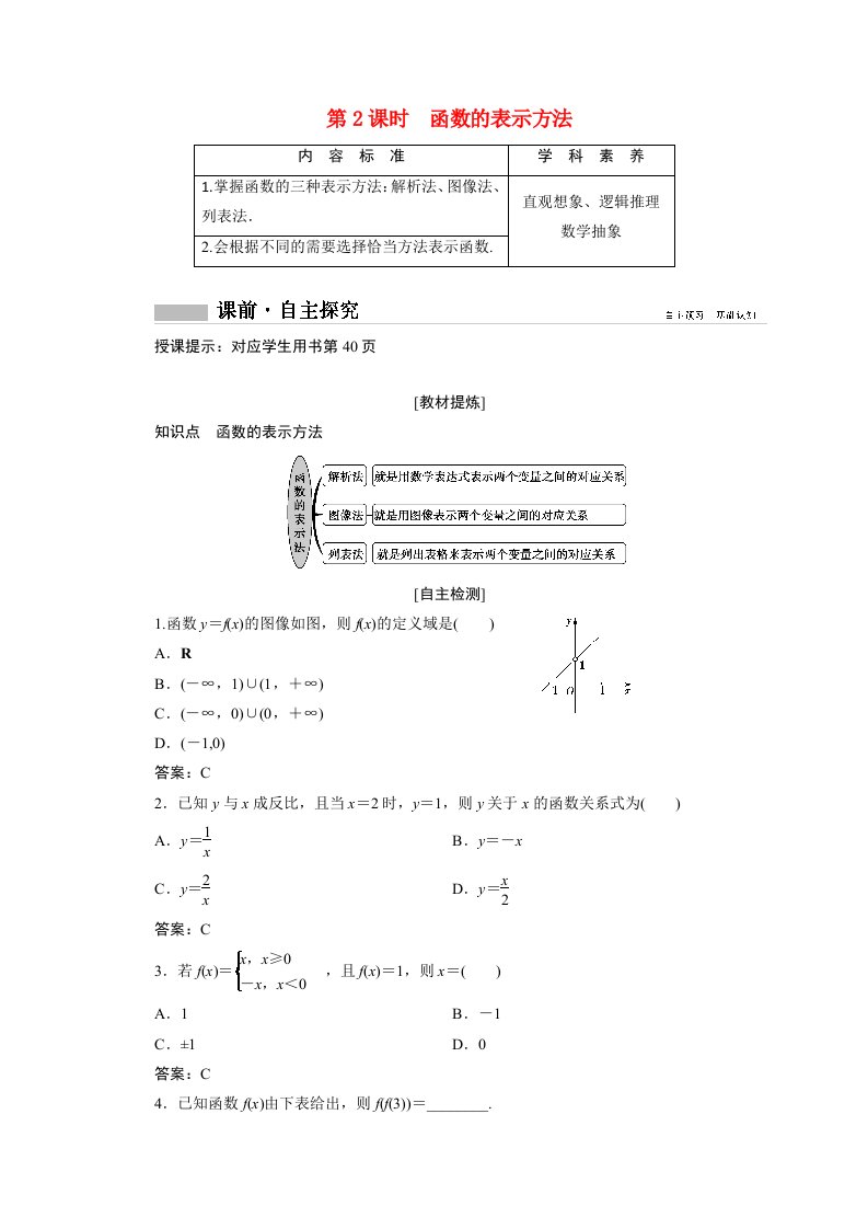 2020_2021学年新教材高中数学第三章函数3.1函数的概念与性质3.1.1第2课时函数的表示方法学案含解析新人教B版必修第一册