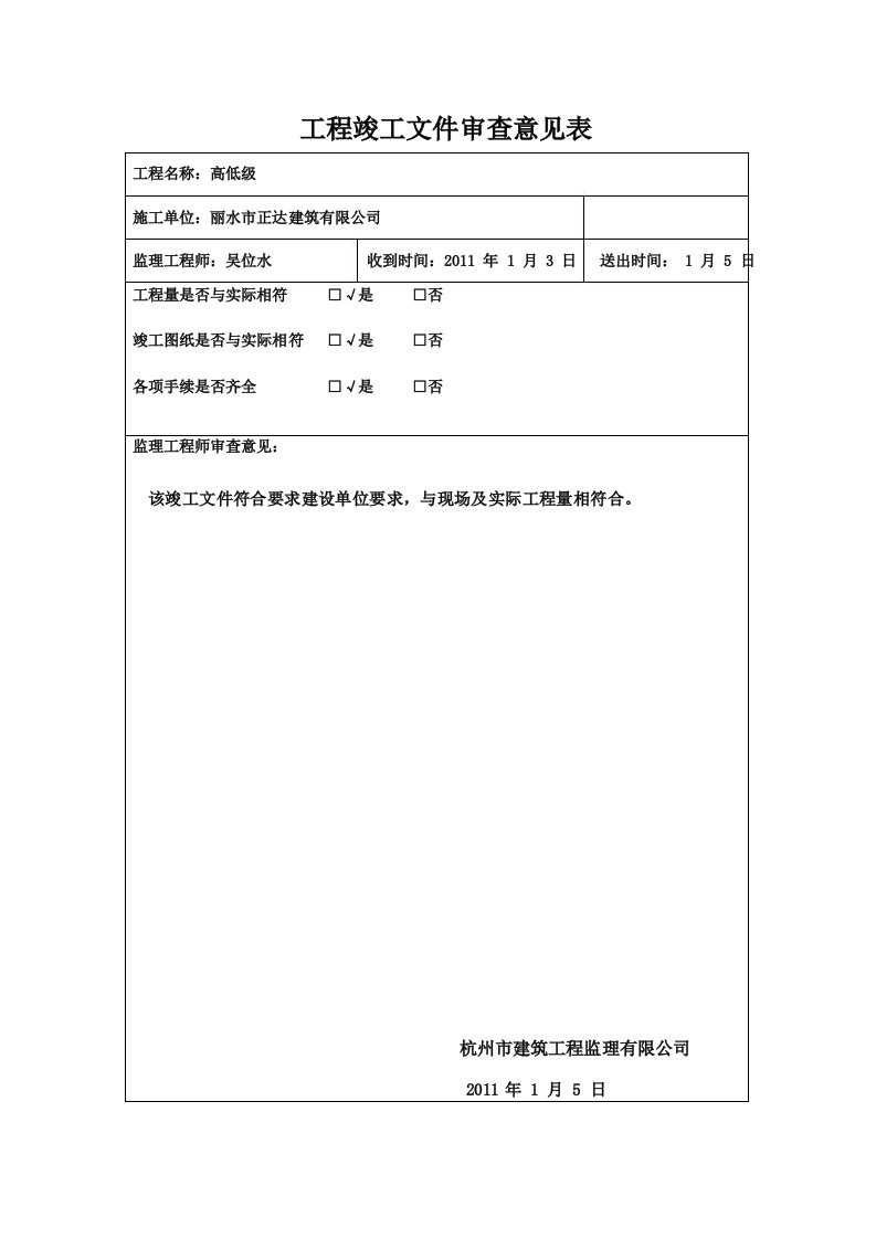 7竣工文件审查意见