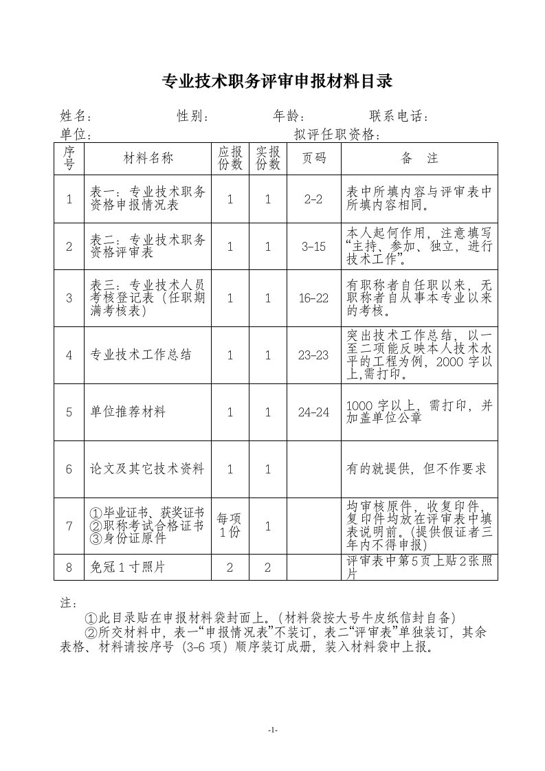 职称评审电子表格(初、中级)