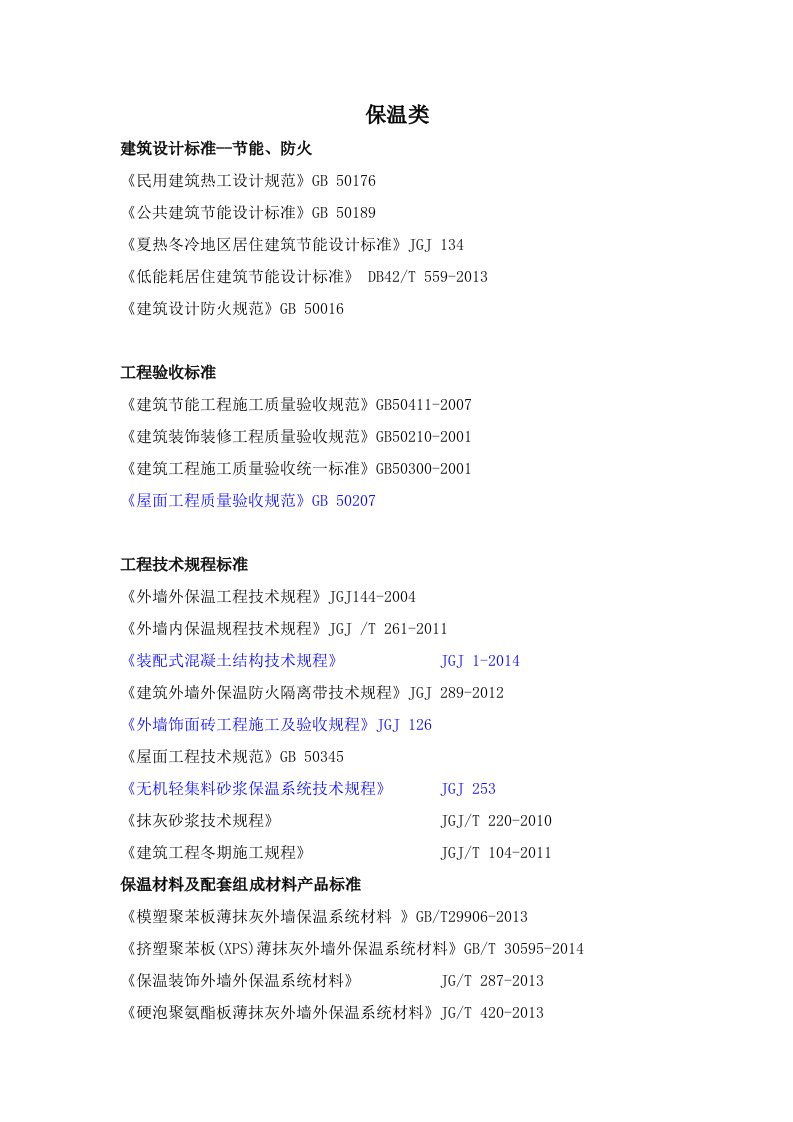 保温涂料执行标准汇总