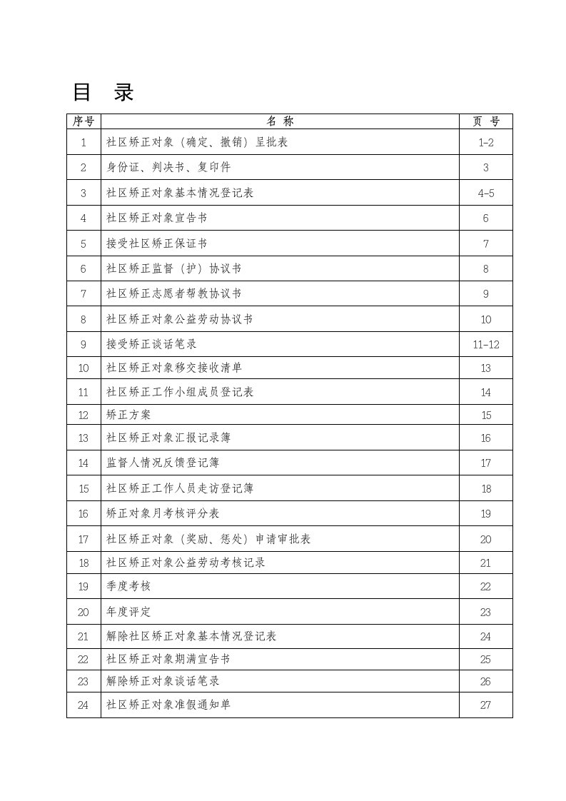 社区矫正档案模版