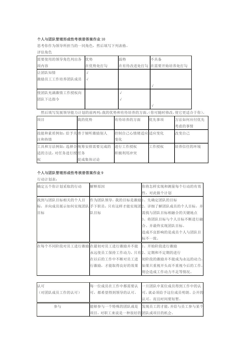 个人及团队管理形成性考核册答案作业