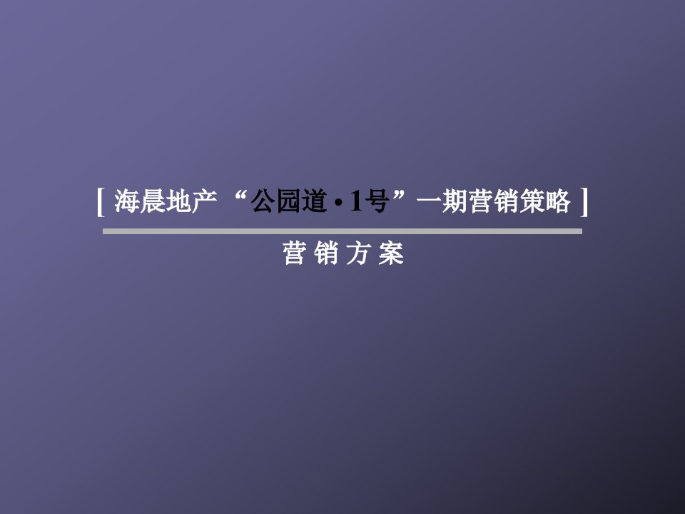 中原公园道1号房地产项目营销策划报告