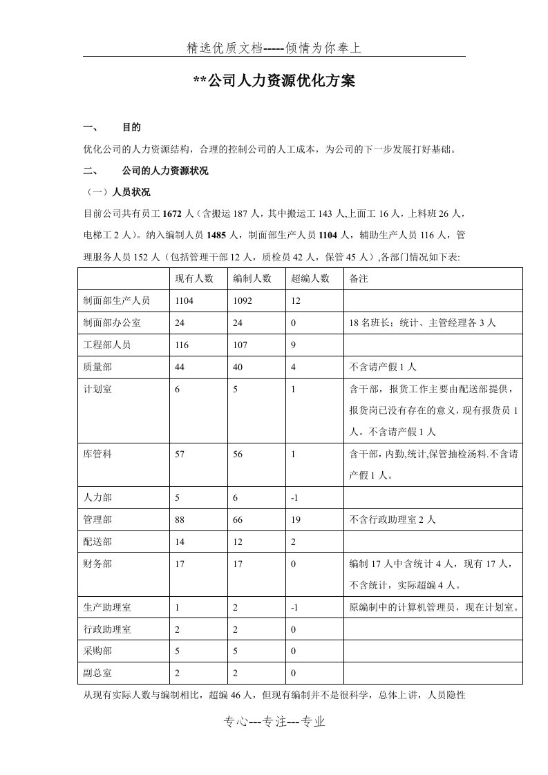 公司人力资源优化方案(共7页)