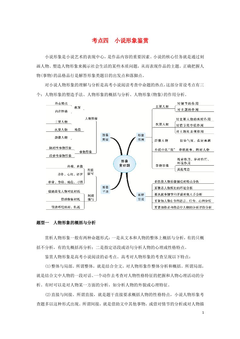 统考版2023届高考语文全程一轮复习第五部分文学类文本阅读专题八小说阅读学案二小说阅读选择题突破考点四小说形象鉴赏