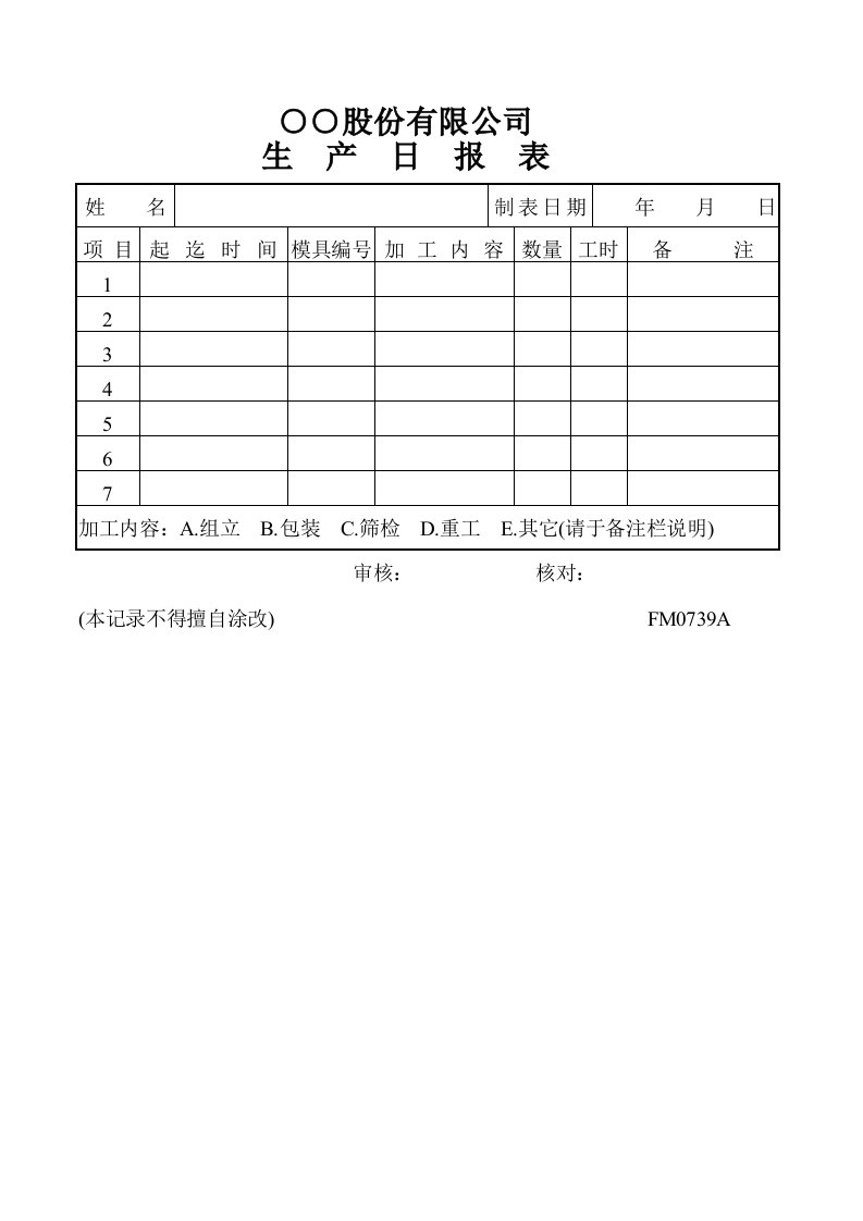 建筑资料-生产日报表