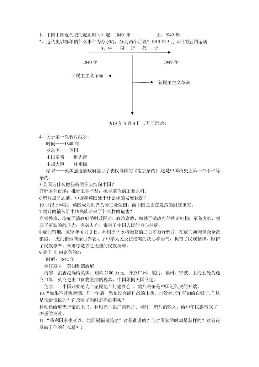 (完整word版)中国近代史的起止时间