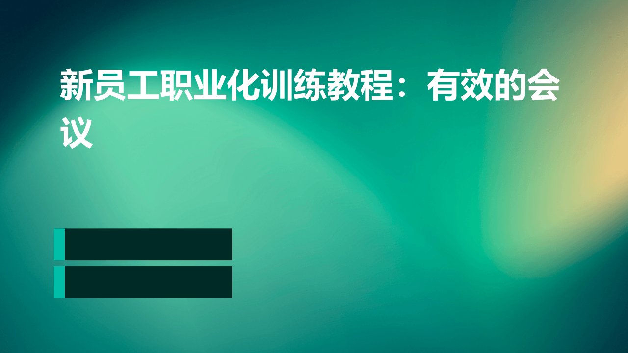 新员工职业化训练教程：有效的会议