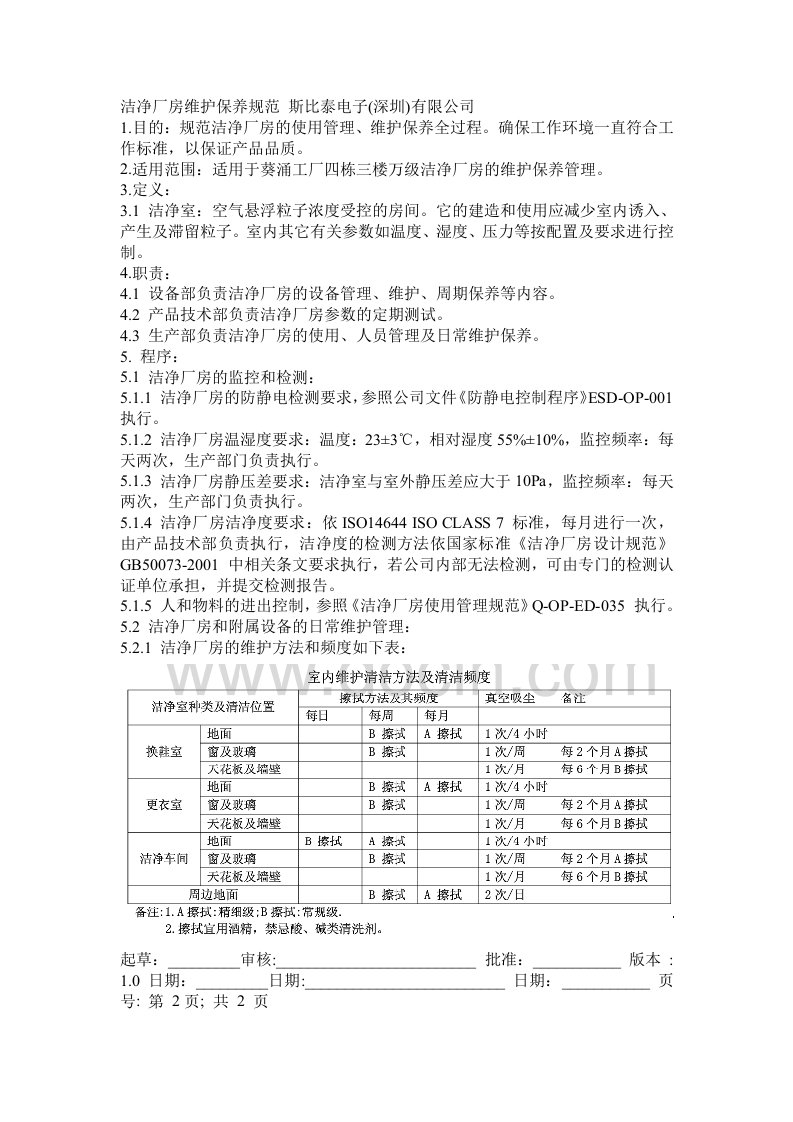 洁净厂房维护保养规范