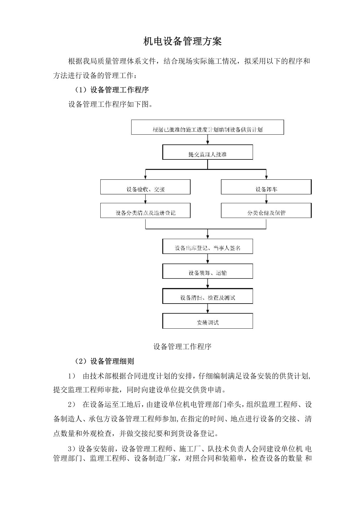 机电设备管理方案