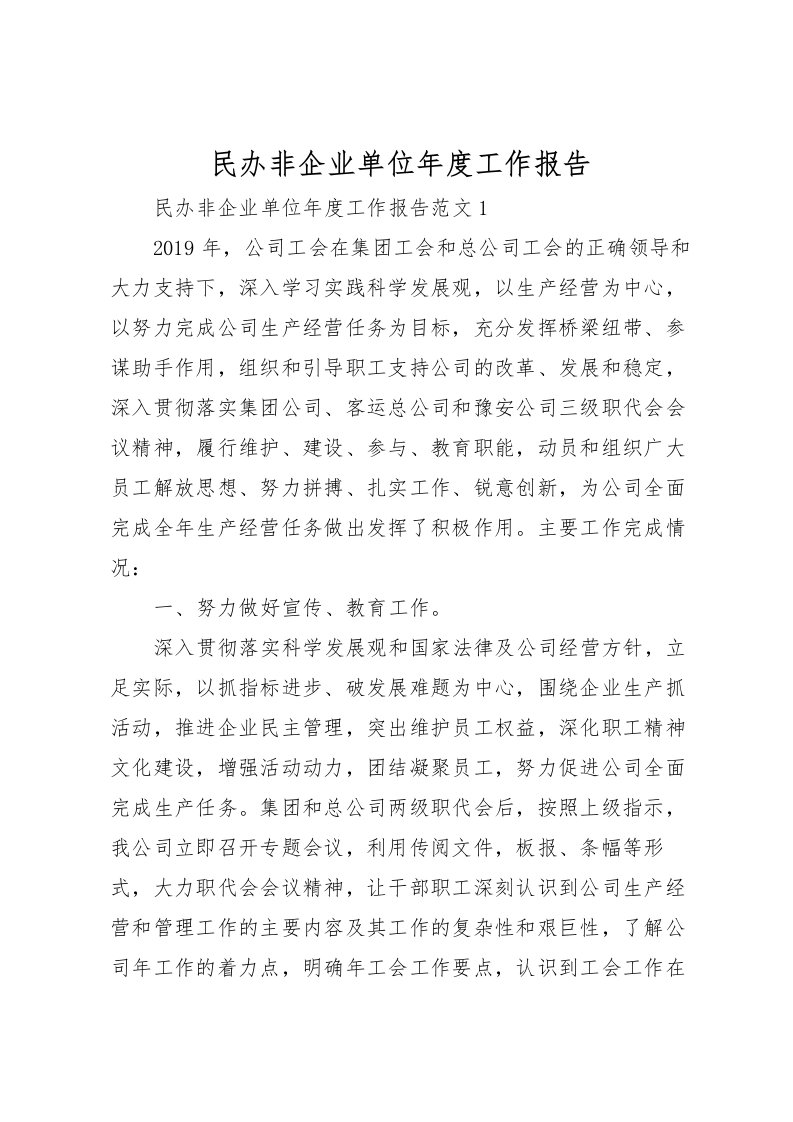 2022民办非企业单位年度工作报告