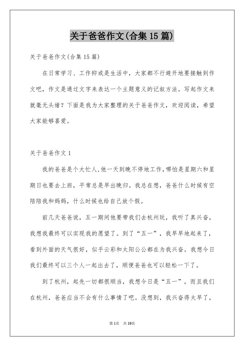 关于爸爸作文合集15篇