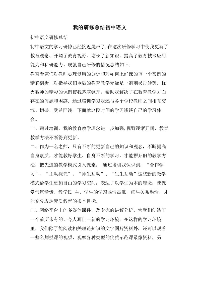 我的研修总结初中语文