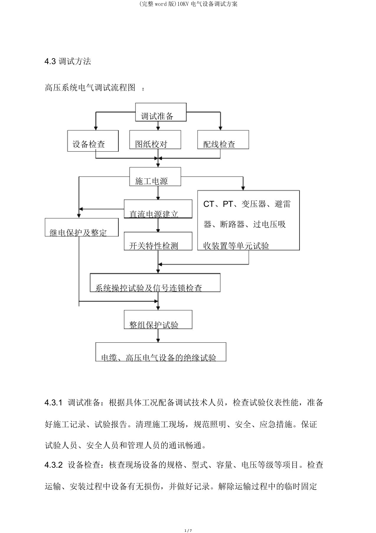 10KV电气设备调试方案