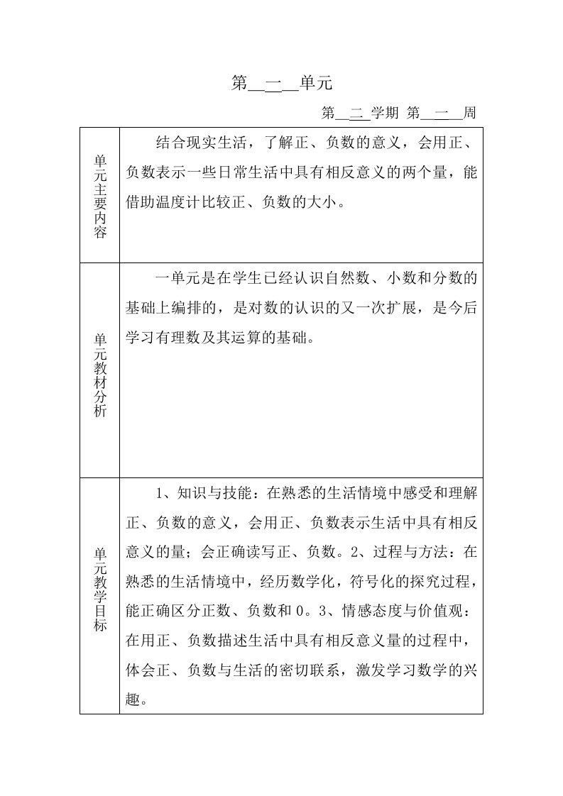 青岛版五年级数学下册单元备课