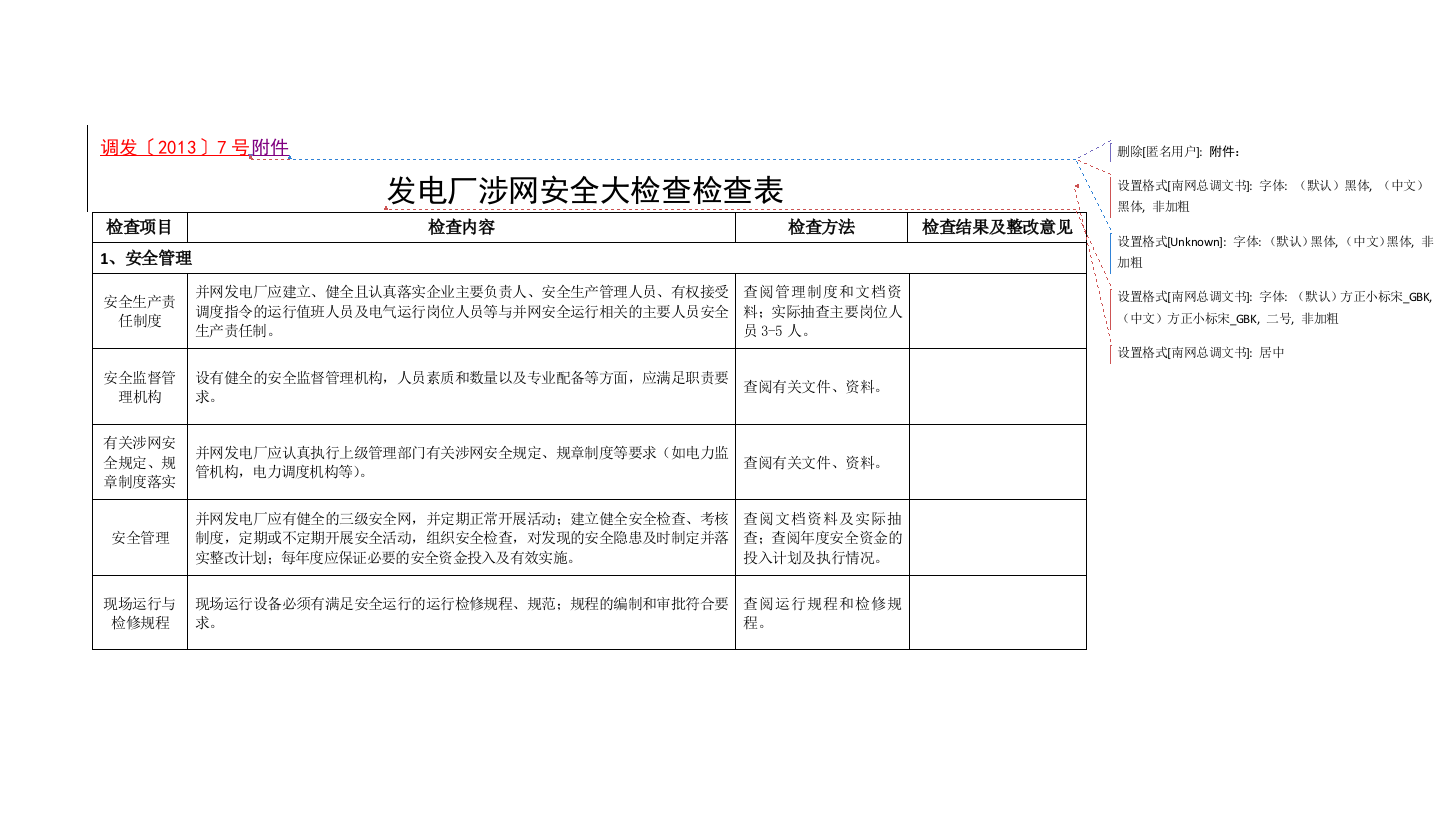 (完整word版)发电厂涉网安全大检查检查表0