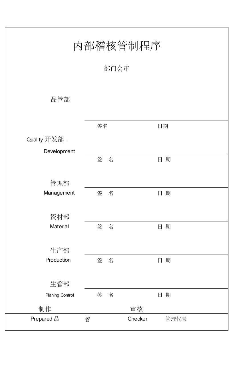 內部品质稽核程序