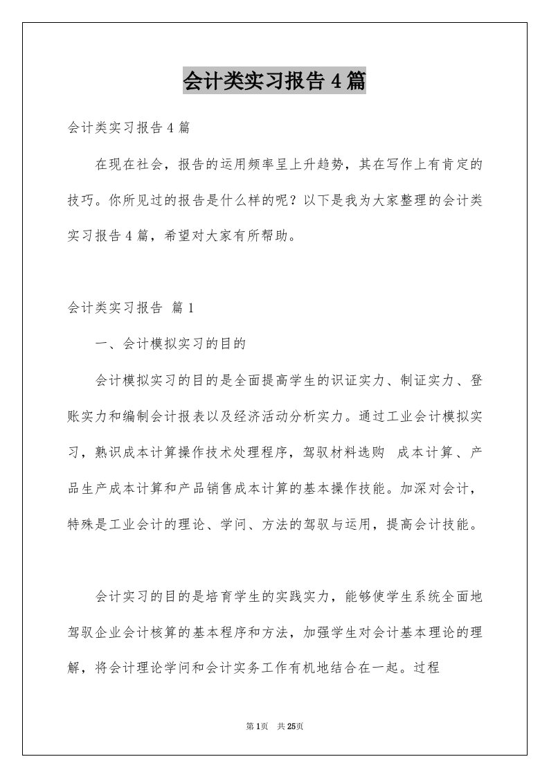 会计类实习报告4篇优质