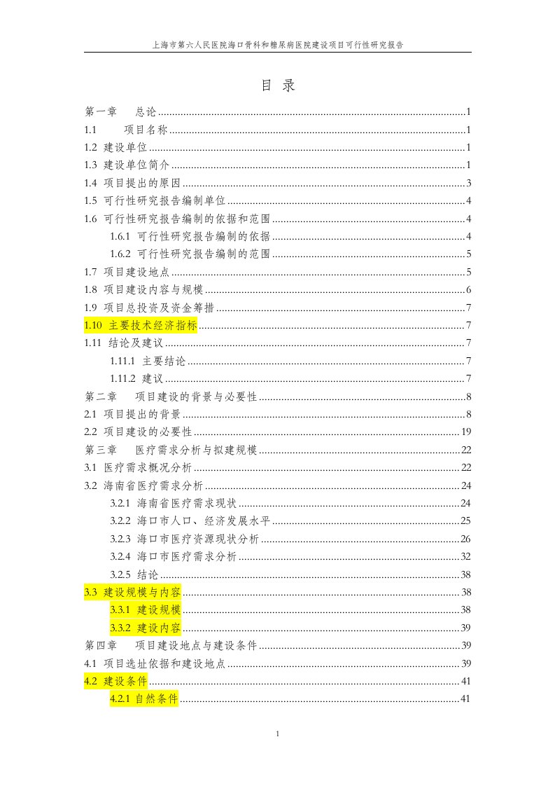 人民医院海口骨科和糖尿病医院建设项目可行性研究报告