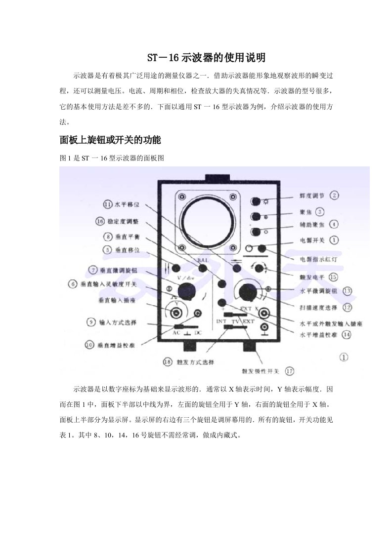 ST16示波器的使用说明