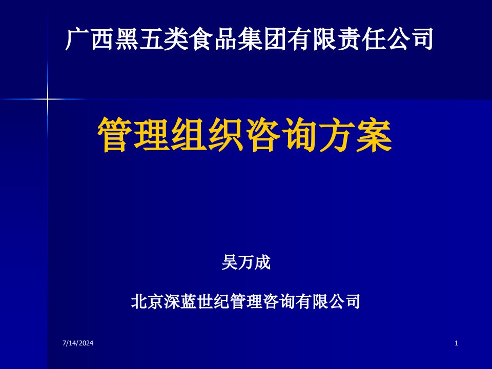 《黑五类(黑芝麻糊)食品集团公司管理组织咨询策划方案》(PPT