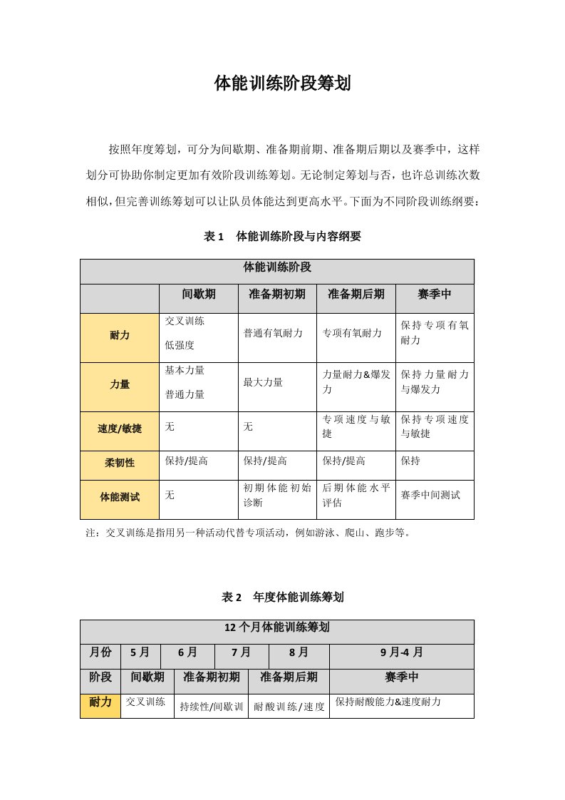 体能训练计划