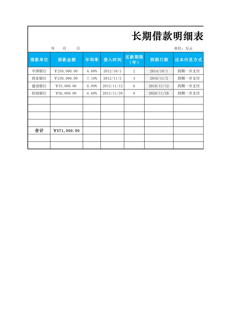 工程资料-长期借款明细表