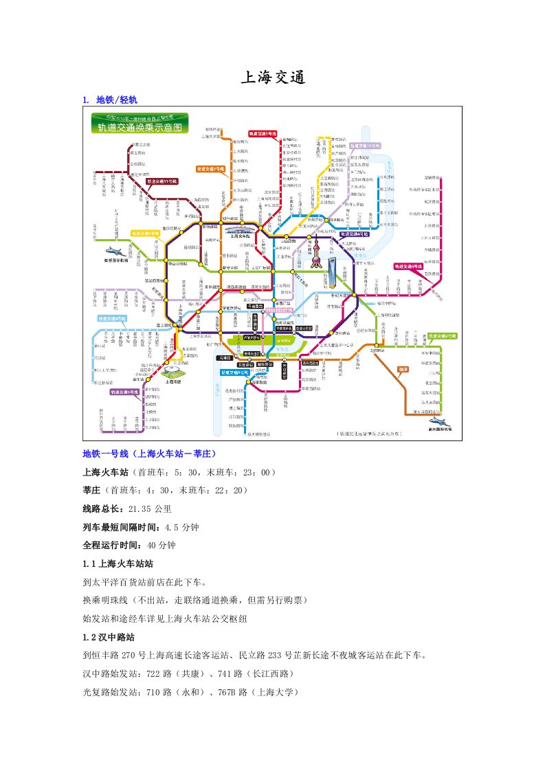 交通运输-上海轨道交通附世博地铁图