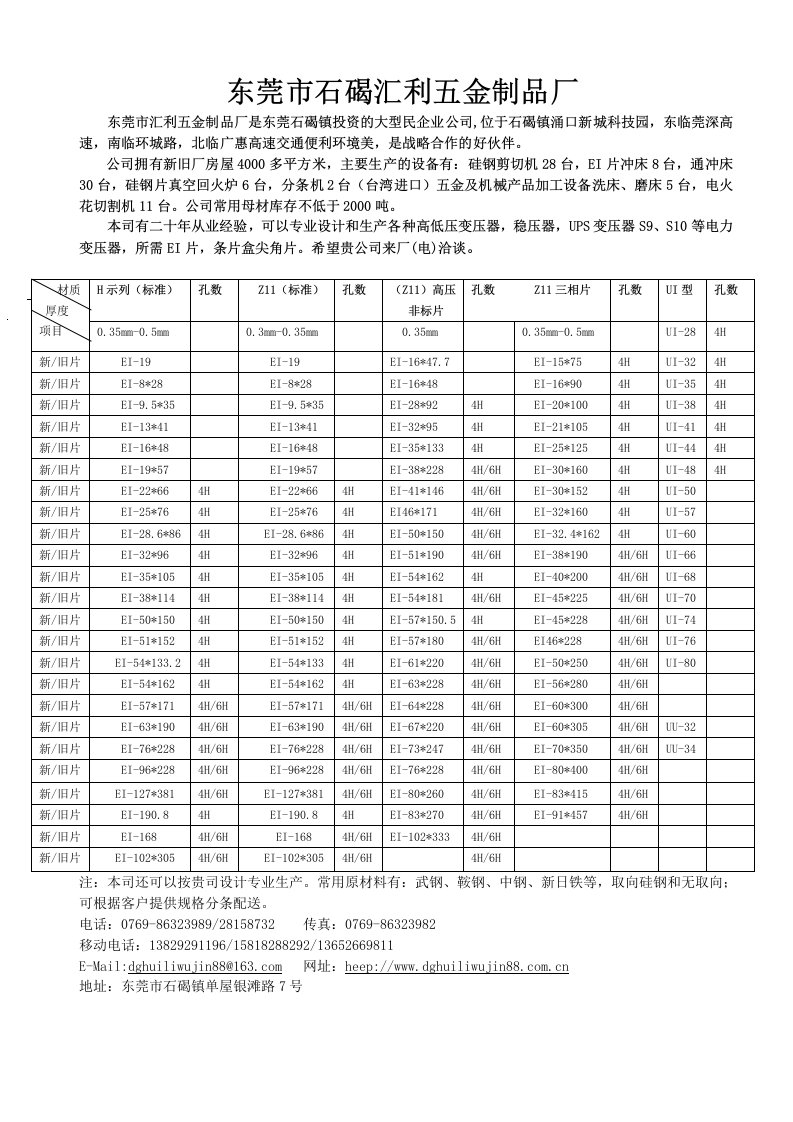 硅钢片规格表