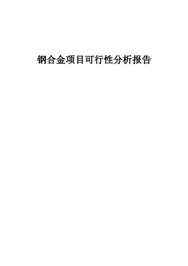 2024年钢合金项目可行性分析报告