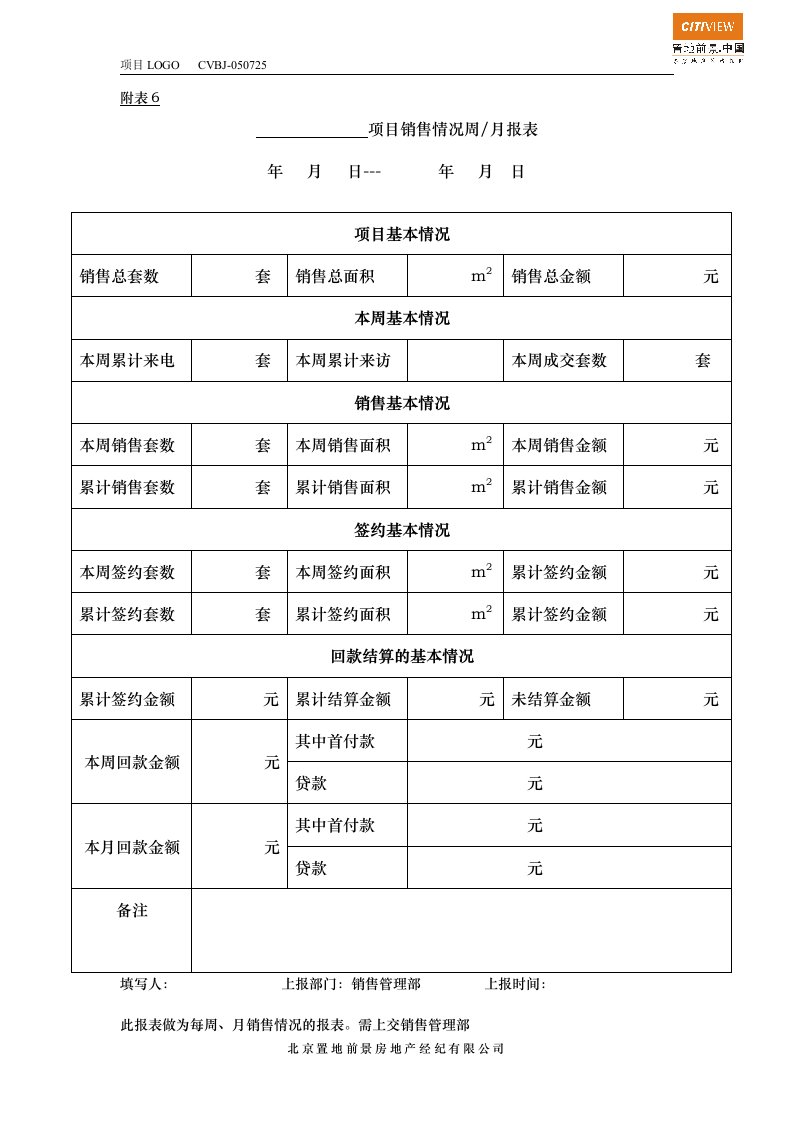 精选附表6销售情况周报表