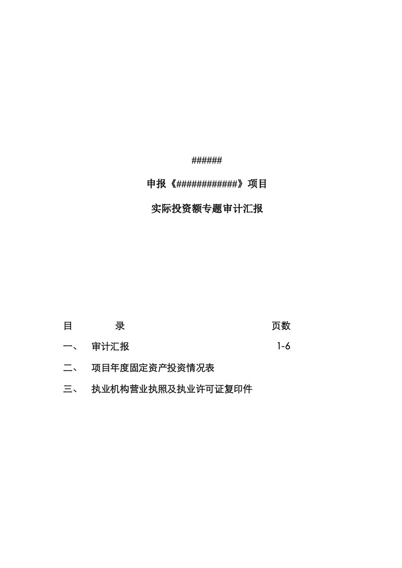 2021年实际投资额审计报告模板