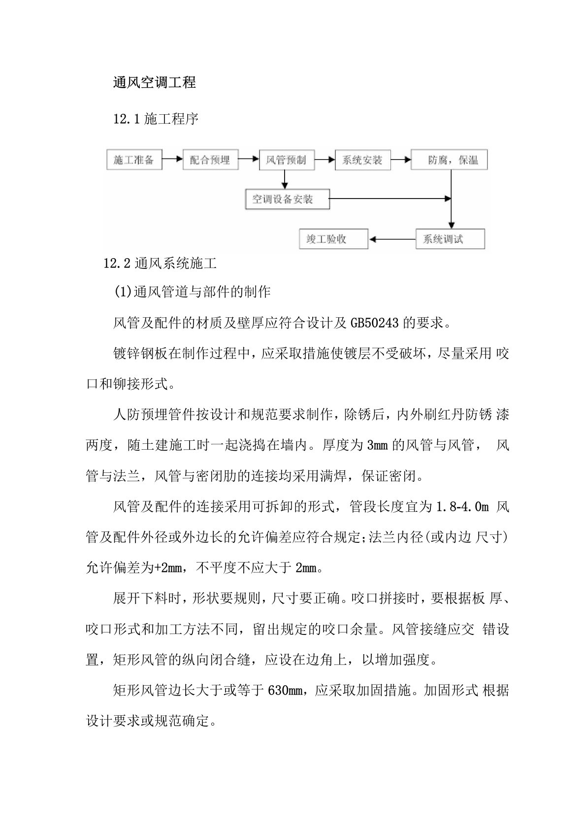 通风工程施工工艺