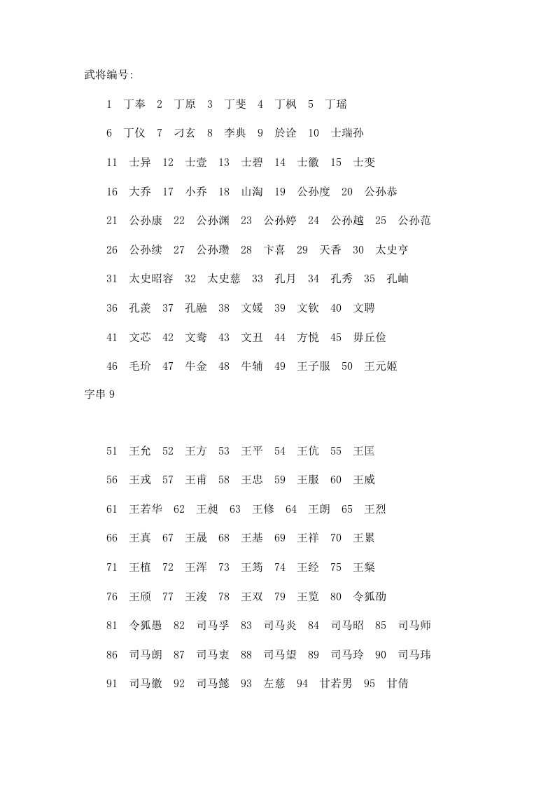 三国群英传6,7武将编号1