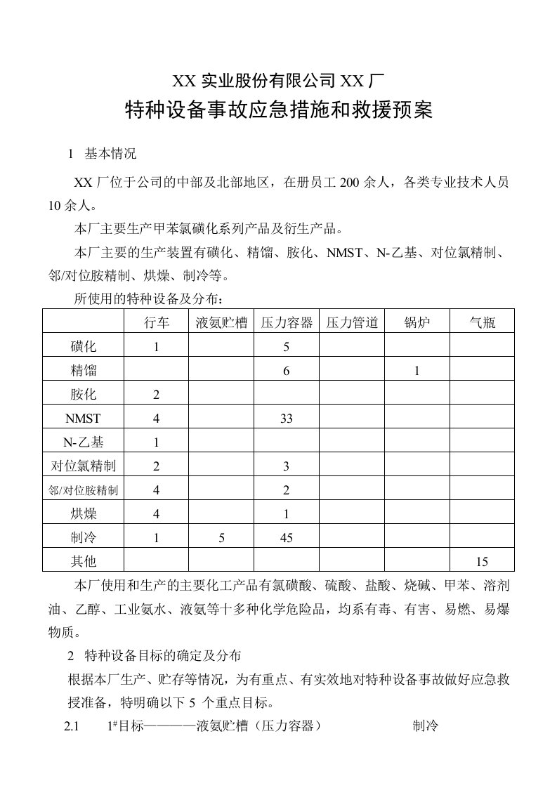 特种设备事故应急措施和救援预案