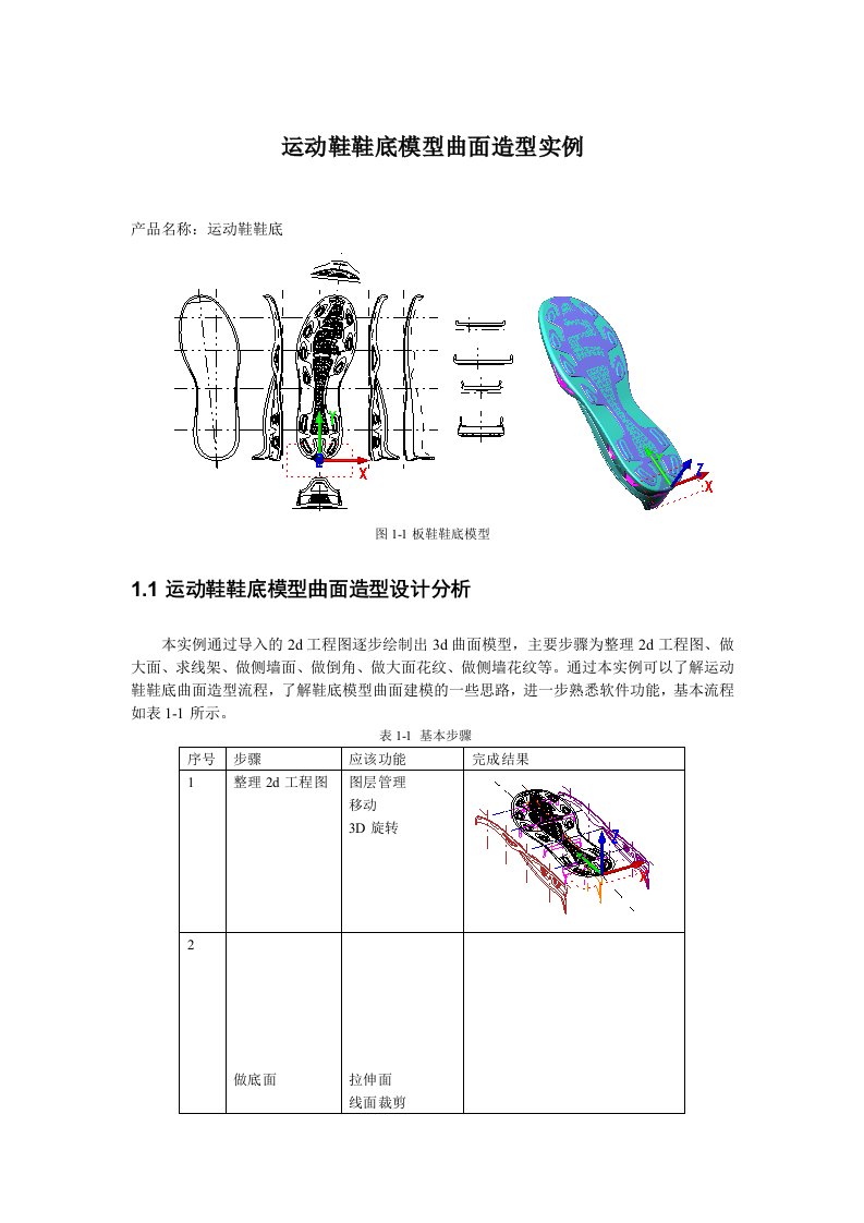 运动鞋鞋底模型曲面造型实例