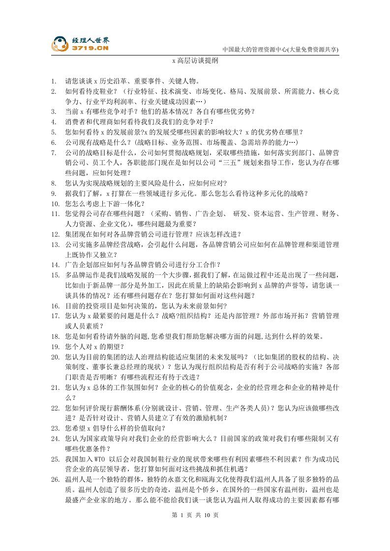 汽车集团公司管理咨询项目高层访谈提纲(doc15)-咨询报告