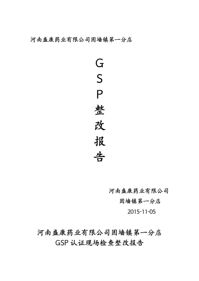 GSP整改报告