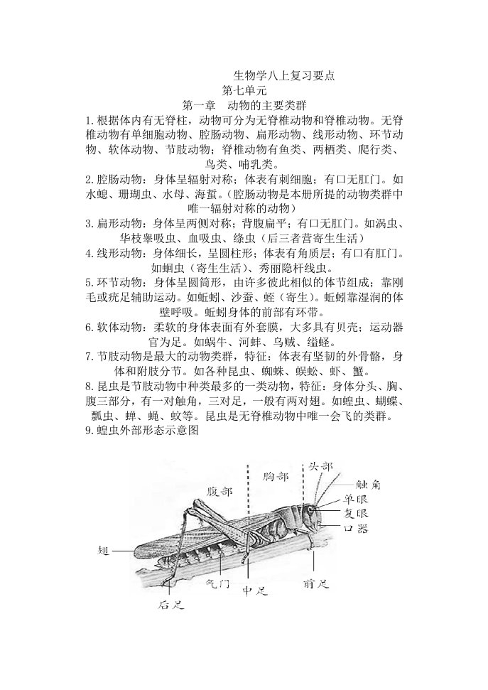 生物学八上复习要点