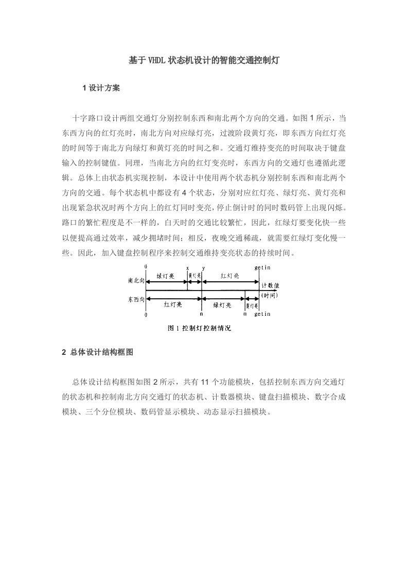 交通运输-vhdl状态机设计的智能交通控制灯