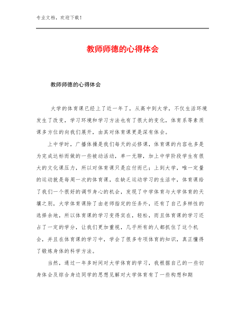 2023年教师师德的心得体会范文10篇汇编