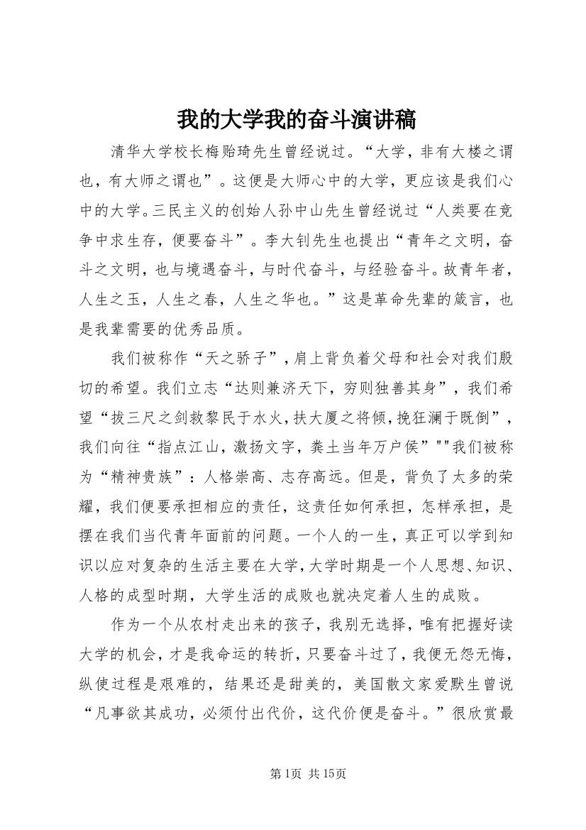 我的大学我的奋斗演讲稿_1