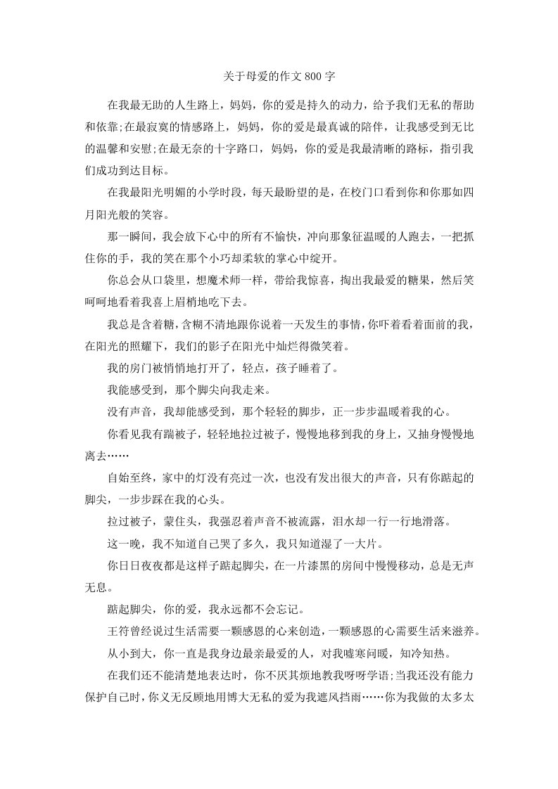 关于母爱的作文800字