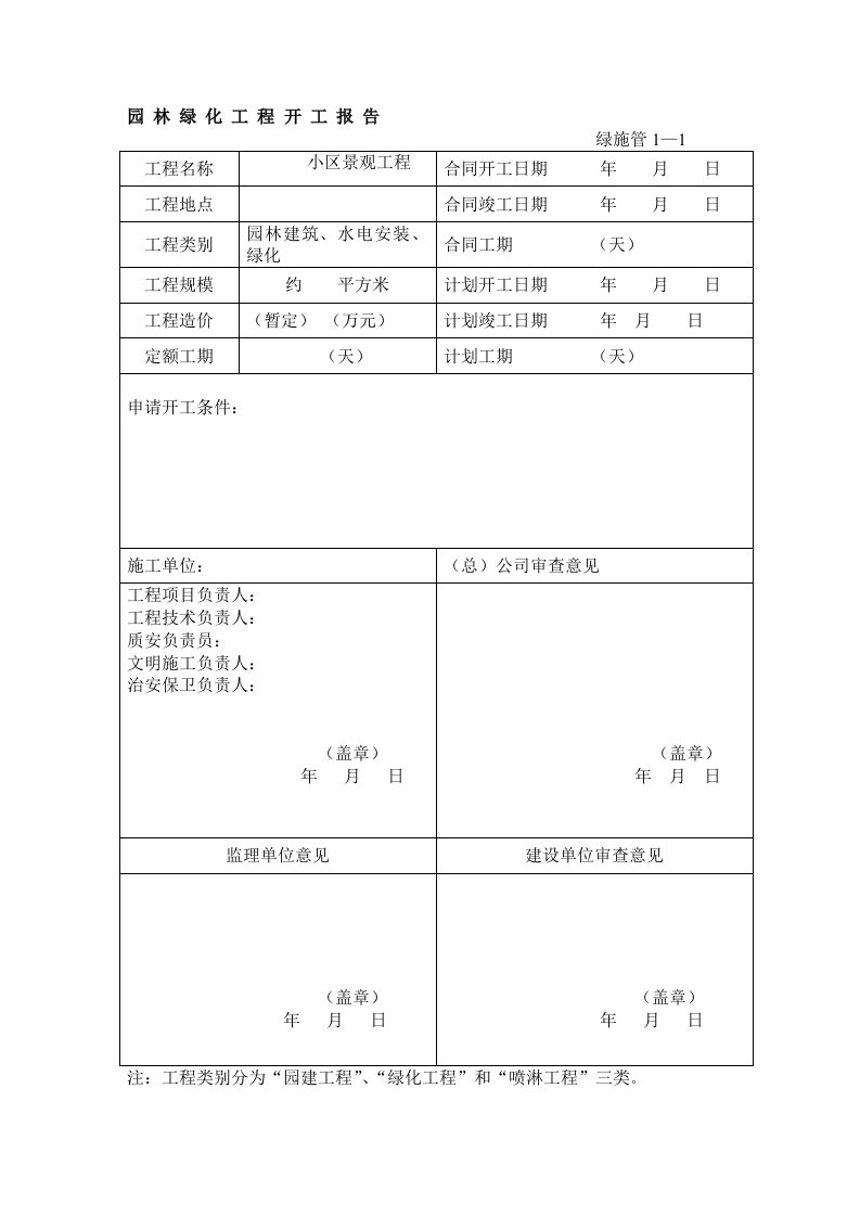 园林绿化施工资料表格(全套)