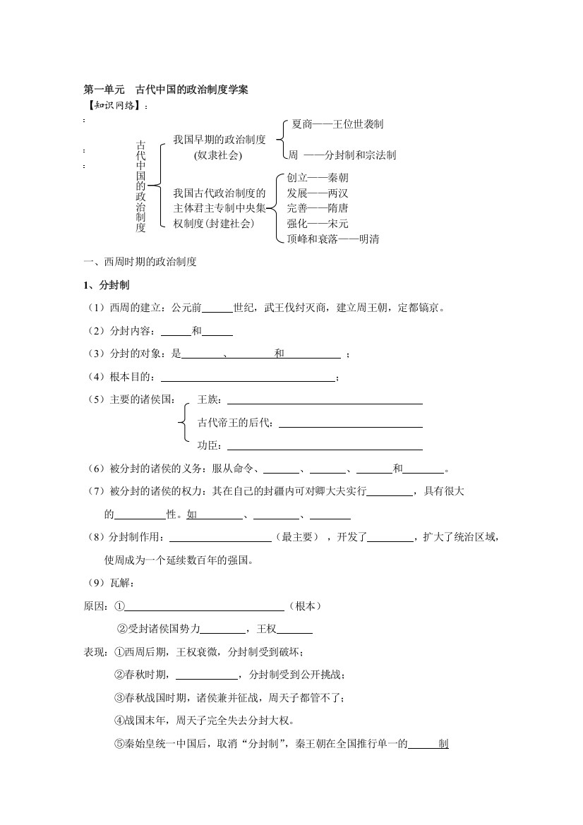 古代中国政治制度学案